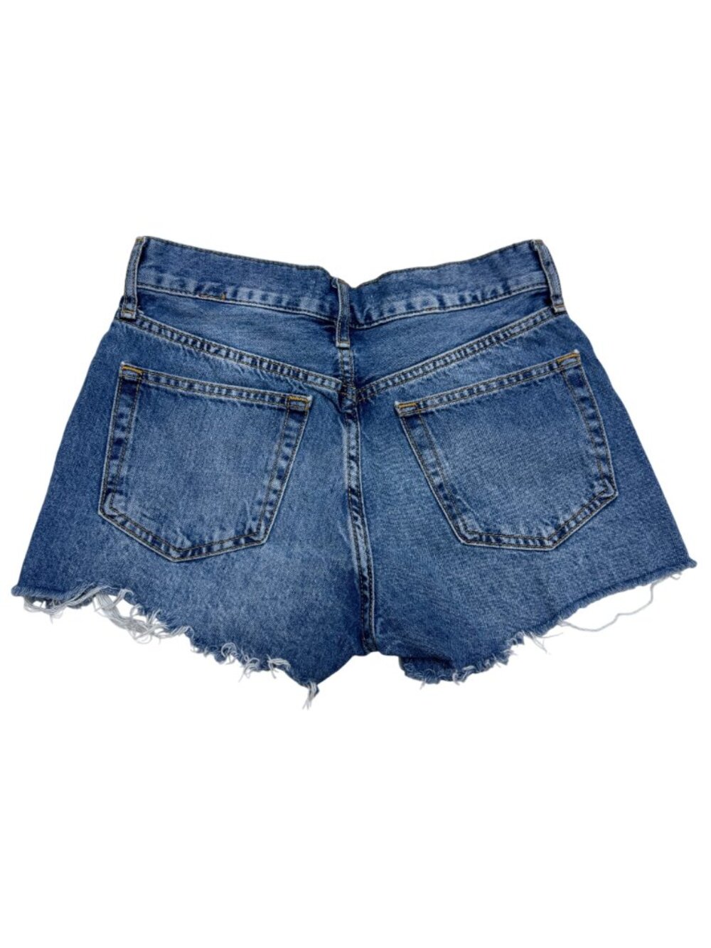 Mango MNG Hailey Blue Denim Shorts Women's Distressed Button Fly, Size 2 - Picture 3 of 8
